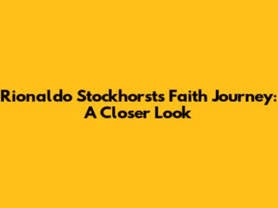 Rionaldo Stockhorst's Faith Journey: A Closer Look