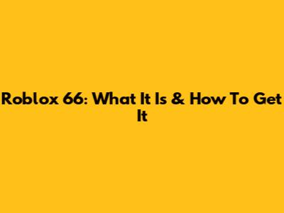 Roblox 66: What It Is & How To Get It