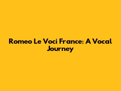 Romeo Le Voci France: A Vocal Journey