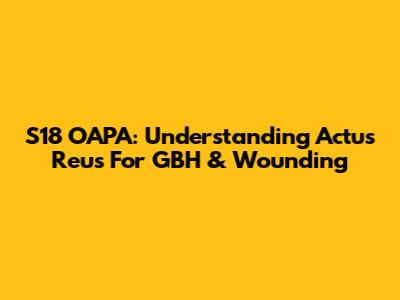 S18 OAPA: Understanding Actus Reus For GBH & Wounding