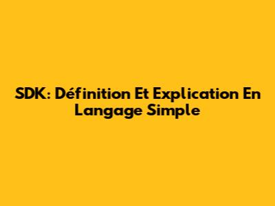 SDK: Définition Et Explication En Langage Simple