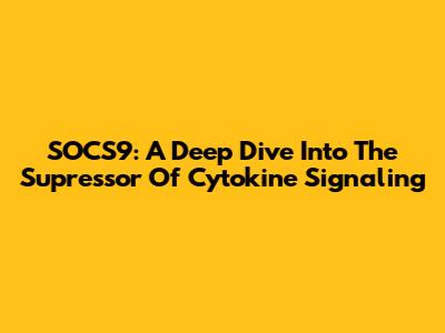 SOCS9: A Deep Dive Into The Supressor Of Cytokine Signaling