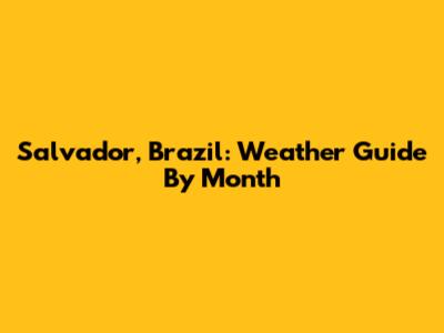 Salvador, Brazil: Weather Guide By Month