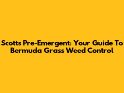 Scotts Pre-Emergent: Your Guide To Bermuda Grass Weed Control