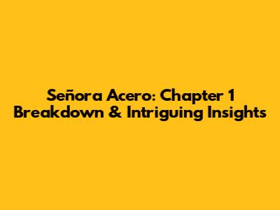 Señora Acero: Chapter 1 Breakdown & Intriguing Insights