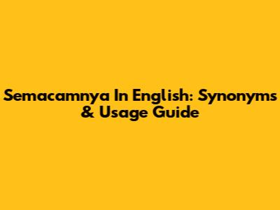 Semacamnya In English: Synonyms & Usage Guide