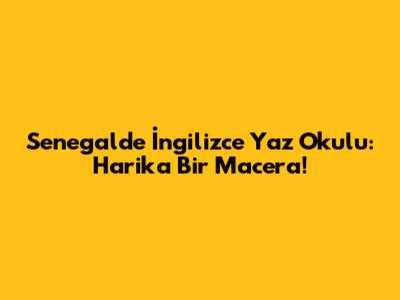 Senegal'de İngilizce Yaz Okulu: Harika Bir Macera!