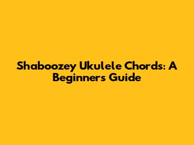 Shaboozey Ukulele Chords: A Beginner's Guide
