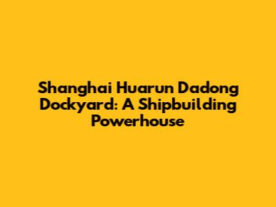 Shanghai Huarun Dadong Dockyard: A Shipbuilding Powerhouse