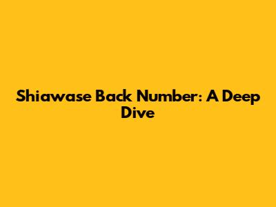 Shiawase Back Number: A Deep Dive