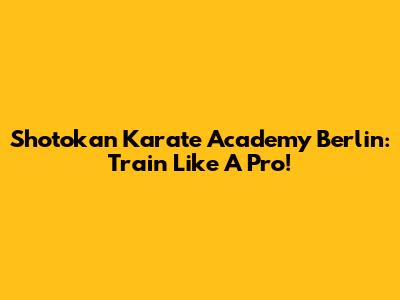 Shotokan Karate Academy Berlin: Train Like A Pro!