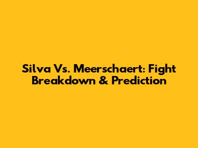 Silva Vs. Meerschaert: Fight Breakdown & Prediction
