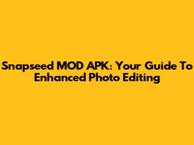 Snapseed MOD APK: Your Guide To Enhanced Photo Editing