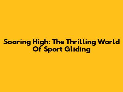 Soaring High: The Thrilling World Of Sport Gliding