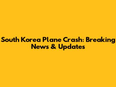 South Korea Plane Crash: Breaking News & Updates