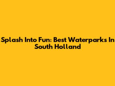 Splash Into Fun: Best Waterparks In South Holland