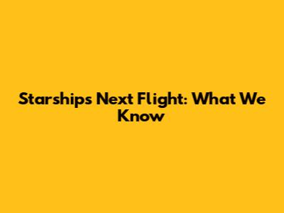 Starship's Next Flight: What We Know