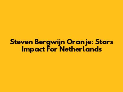Steven Bergwijn Oranje: Star's Impact For Netherlands
