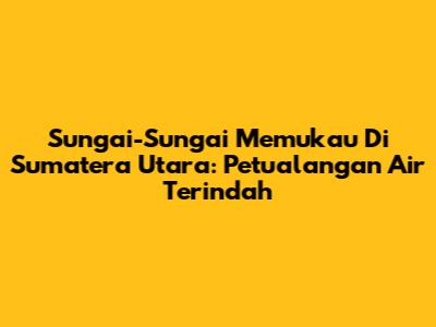 Sungai-Sungai Memukau Di Sumatera Utara: Petualangan Air Terindah