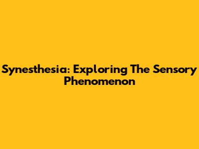 Synesthesia: Exploring The Sensory Phenomenon