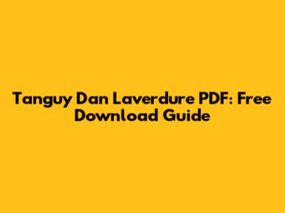 Tanguy Dan Laverdure PDF: Free Download Guide
