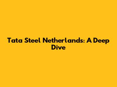 Tata Steel Netherlands: A Deep Dive