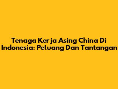 Tenaga Kerja Asing China Di Indonesia: Peluang Dan Tantangan