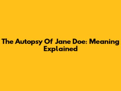 The Autopsy Of Jane Doe: Meaning Explained