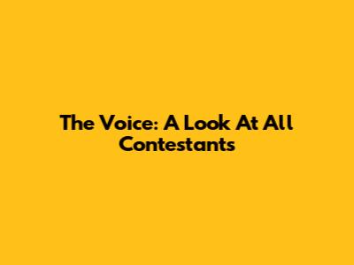 The Voice: A Look At All Contestants
