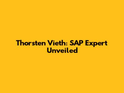 Thorsten Vieth: SAP Expert Unveiled