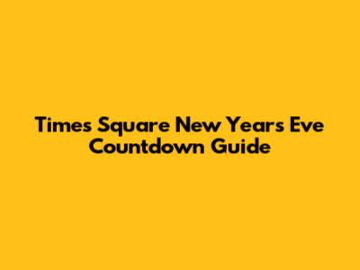 Times Square New Year's Eve Countdown Guide