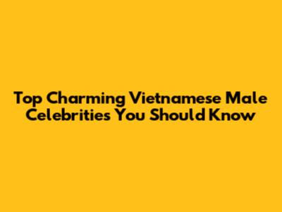 Top Charming Vietnamese Male Celebrities You Should Know