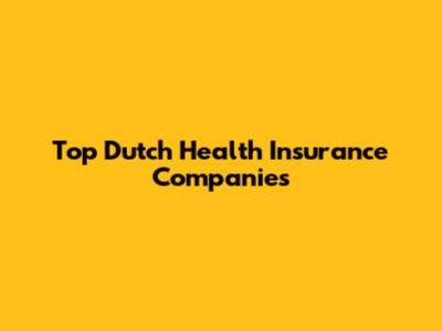 Top Dutch Health Insurance Companies