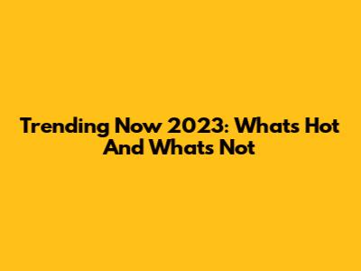 Trending Now 2023: What's Hot And What's Not