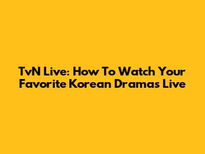 TvN Live: How To Watch Your Favorite Korean Dramas Live
