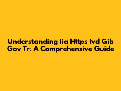 Understanding Iia Https Ivd Gib Gov Tr: A Comprehensive Guide