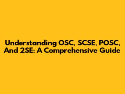 Understanding OSC, SCSE, POSC, And 2SE: A Comprehensive Guide