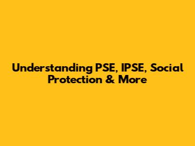 Understanding PSE, IPSE, Social Protection & More