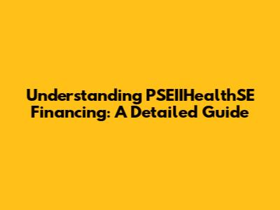 Understanding PSEIIHealthSE Financing: A Detailed Guide