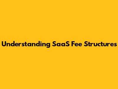 Understanding SaaS Fee Structures