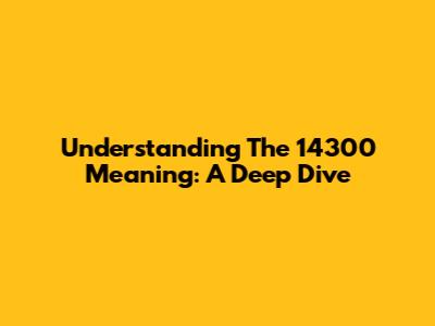 Understanding The 14300 Meaning: A Deep Dive