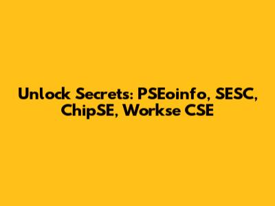 Unlock Secrets: PSEoinfo, SESC, ChipSE, Workse CSE