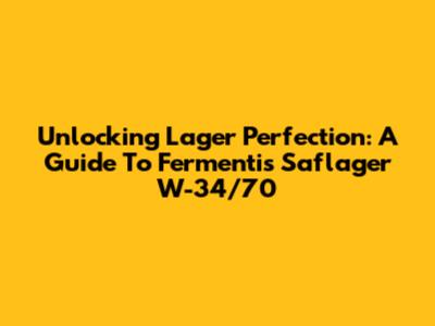 Unlocking Lager Perfection: A Guide To Fermentis Saflager W-34/70