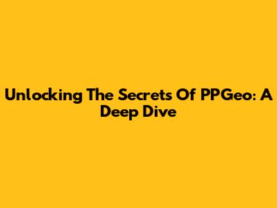 Unlocking The Secrets Of PPGeo: A Deep Dive