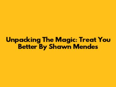 Unpacking The Magic: 'Treat You Better' By Shawn Mendes