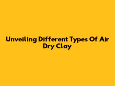 Unveiling Different Types Of Air Dry Clay