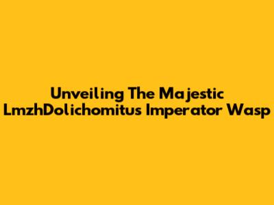 Unveiling The Majestic LmzhDolichomitus Imperator Wasp