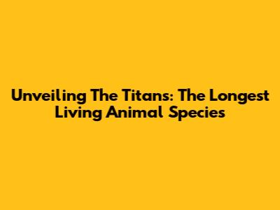 Unveiling The Titans: The Longest Living Animal Species