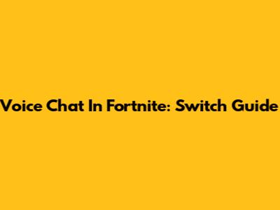 Voice Chat In Fortnite: Switch Guide