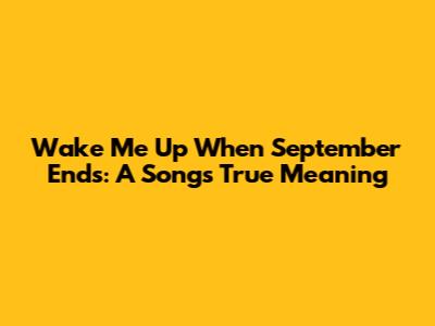 Wake Me Up When September Ends: A Song's True Meaning